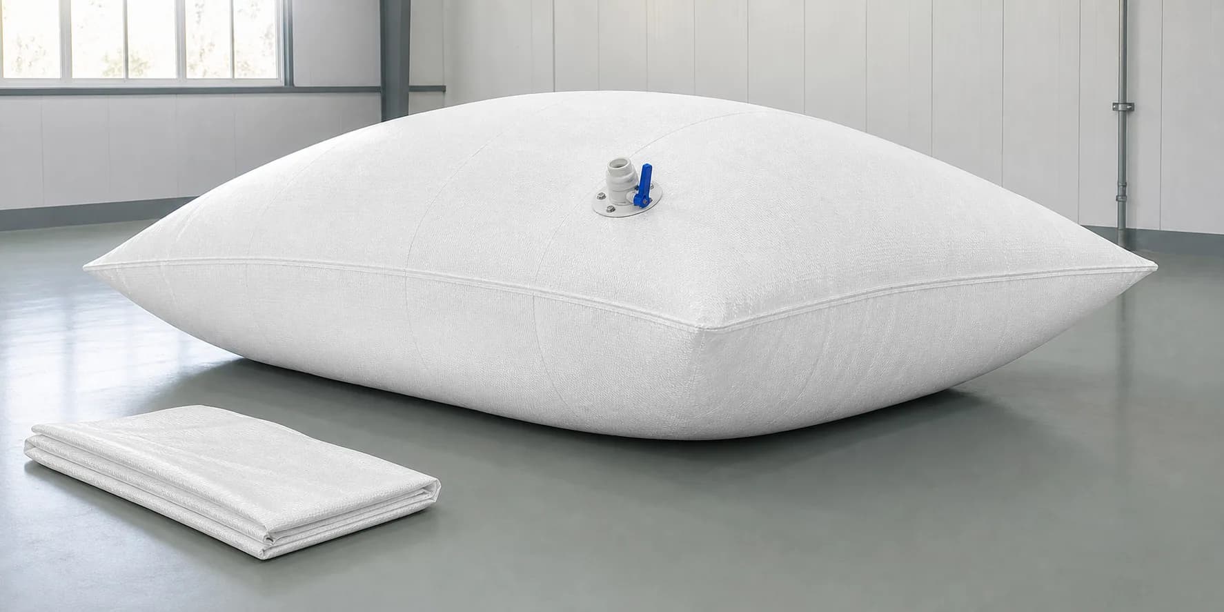 White Flexitank undergoing a controlled product test